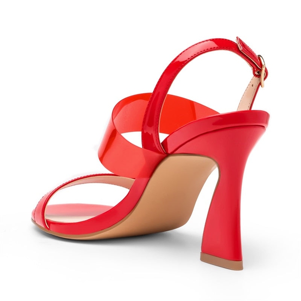 Double Clear Strap Sandals - RED CLEAR - 3